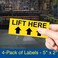 ComplianceSigns com Lift Here With Up Arrows Label Decal 5x2 in 4Pack Vinyl for Industrial Notices