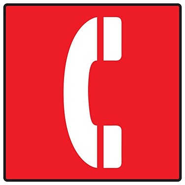 ComplianceSigns com Telephone Safety Graphic Label Decal 6x6 inch Vinyl for Emergency Response