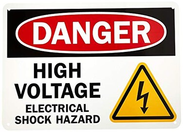 AX Signs Danger High Voltage Electrical Shock Hazard Sign 14 x 10 Inch Vinyl Sticker