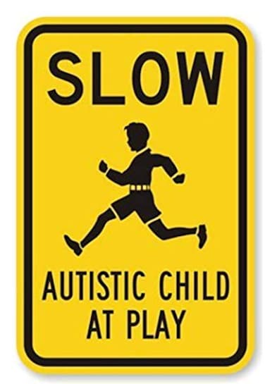 DleDan Aluminum Metal Autistic Child at Play Road Sign 8x12 Inches