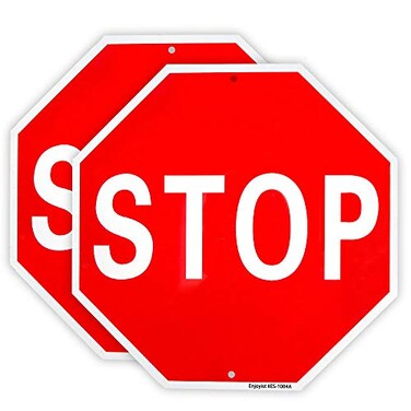Enjoyist 2 Pack Stop Sign 12x 12 40 Mil Rust Free Aluminum Reflective UV Protected and Weatherproof
