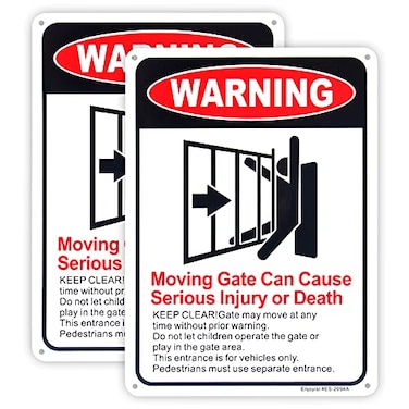 Enjoyist 2Pack Moving Gate Sign Can Cause Serious Injury or Death 10x 7 04 Aluminum Reflective Rust Free UV Protected and Weatherproof