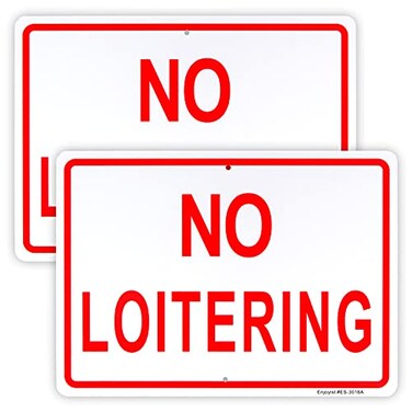 Enjoyist 2Pack No Loitering Sign 10x 7 04 Aluminum Reflective Sign Rust Free AluminumUV Protected and Weatherproof