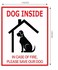 F5Xclusive Dog Inside Fire Safety Alert Sign Sticker 4x5 Inches IndoorOutdoor Emergency Pet Rescue Decal 4 Pack