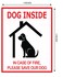 F5Xclusive Dog Inside Fire Safety Alert Sign Sticker 4x5 Inches IndoorOutdoor Emergency Pet Rescue Decal 4 Pack