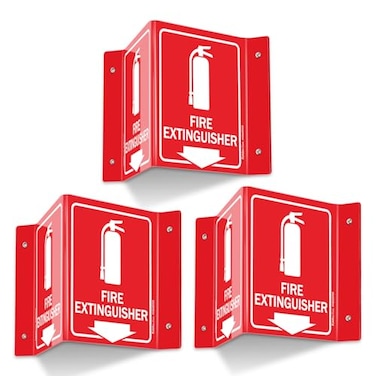 Faittoo Fire Extinguisher Sign Fire Extinguisher with Down Arrow 3 Pack 6 x 8 Inches VShaped Acrylic Plastic 4 PreDrilled Holes Includes Matching Screws Use for Home OfficeBusiness