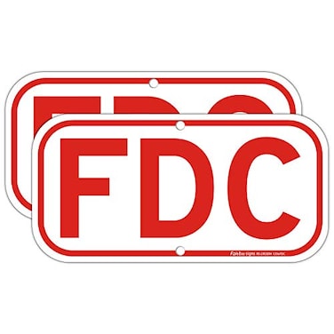 Faittoo FDC Sign Fire Department Connection Sign 2 Pack 12 x 6 40 Rust Free Aluminum UV Protected Weather Resistant Waterproof Durable InkEasy to Mount