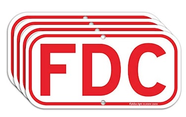 Faittoo FDC Sign Fire Department Connection Sign 4 Pack 12 x 6 40 Rust Free Aluminum UV Protected Weather Resistant Waterproof Durable InkEasy to Mount