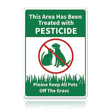 GLOBLELAND This Area Has Been Treated with Please Keep All Pets Off The Grass Sign 10x12 inches 35 Mil Aluminum Grass Yard Sign UV Protected and Waterproof