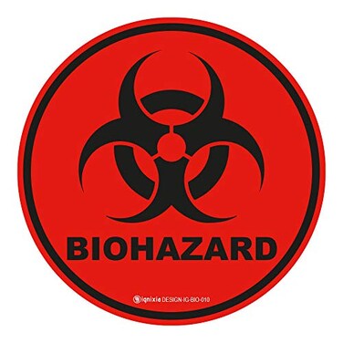 IGNIXIA Ignixia Biohazard Sign Decals Pack of 10 Round Stickers for Hospitals Labs and Industrial use Universal Biohazard Symbol