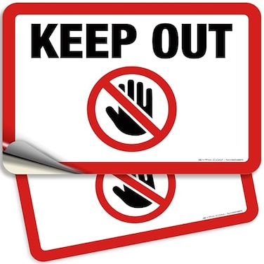 iSYFIX Keep Out Sign Stickers 2 Pack 10x7 Inch Premium SelfAdhesive Vinyl Laminated for UV Weather Scratch Water Fade Resistance Indoor Outdoor