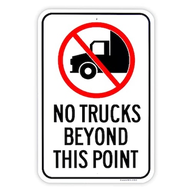 Enjoyist Large No Trucks Beyond This Point Sign 18x 12 040 Aluminum Reflective Sign Rust Free AluminumUV Protected and Weatherproof