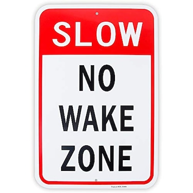 Enjoyist Large Slow No Wake Zone Sign 18x 12 04 Aluminum Reflective Sign Rust Free AluminumUV Protected and Weatherproof