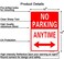 Jowanyo No Parking Anytime Sign14 x 10 inchesReflective AluminumEasy MountingUV ProtectedWeather ResistantWaterproofDurable InkOutdoor or Indoor Use2 Pack