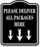 Work House Please Deliver All Packages Here With Arrows Aluminum Composite Sign Delivery Instructions for Packages from Amazon FedEx USPS UPS Indoor Outdoor Signs for Home Office Work Black 85x10