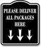 Work House Please Deliver All Packages Here With Arrows Aluminum Composite Sign Delivery Instructions for Packages from Amazon FedEx USPS UPS Indoor Outdoor Signs for Home Office Work Black 85x10