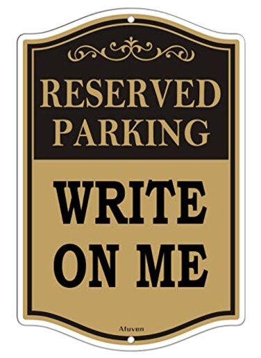 Afuven Reserved Parking Sign Custom Personalized Blank WriteOn Metal Business 18 x 12 Sturdy Rust Aluminum Weatherproof Easy to Install