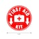 Kachy Signs Set of 5 First Aid Kit Sign Red 45 Circle 4 Mil Vinyl LAMINATED For Ultimate Protection Durability Self Adhesive Decal UV Protected Weatherproof Heavy Duty