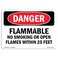 SignMission Danger Flammable No Smoking or Open Flames Within 25 Feet OSHA Decal Sign