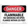 SignMission Danger Flammable No Smoking or Open Flames Within 25 Feet OSHA Decal Sign