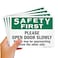 SmartSign 7 x 10 Please Open Door Slowly People May Be Approaching from The Other Side Sticker Label 3 mil Laminated Adhesive Polyester Green and White Made in USA