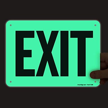 SmartSign Exit Sign 7 x 10 GlowinTheDark Aluminum Made in USA