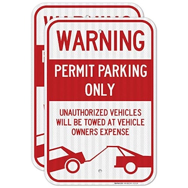 Sigo Signs Permit Parking Sign No Parking Sign 2 Pack 12x18 Inches 3M EGP Reflective 063 Aluminum Made in USA