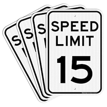 Faittoo 4 pack Speed Limit 15 MPH Sign 18 x 12 Inches Engineer Grade Reflective Sheeting Rust Free Aluminum Weather Resistant Waterproof Durable Ink Easy to Mount