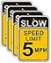Folyming 4 Pack Slow Speed Limit 5 MPH Sign 18 x 12 Inches Engineer Grade Metal Reflective Sturdy Rust Aluminum Waterproof Easy to Install