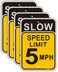 Folyming 4 Pack Slow Speed Limit 5 MPH Sign 18 x 12 Inches Engineer Grade Metal Reflective Sturdy Rust Aluminum Waterproof Easy to Install