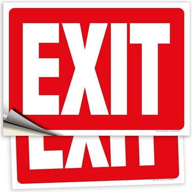 iSYFIX Exit Signs Stickers 2 Pack 14X10 Inch Premium SelfAdhesive Vinyl Laminated for Ultimate UV Weather Scratch Water and Fade Resistance for Office Buildings Workplace Indoor Outdoor