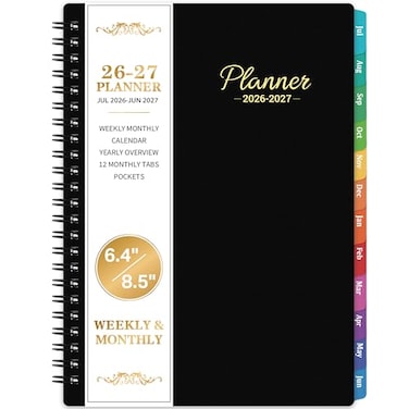 WowYoga 20262027 Academic Planner Jul 2026 Jun 2027 Weekly Monthly Planner 20262027 Calendar Planner 64 x 85 with Flexible Cover Colorful Tabs TwinWire Binding Inner Pocket Notes Pages