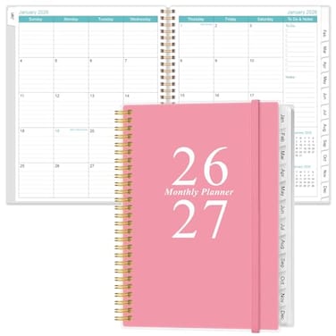 Heveboik 20262027 Monthly Planner 18 Monthly Calendar January 2026 June 2027 Two Pages Per Month 9 x11 Planner with Tabs Strong TwinWire Binding Inner Pocket Pink