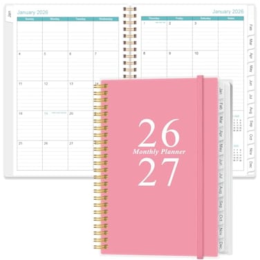 Heveboik 20262027 Monthly Planner January 2026 June 2027 Two Pages Per Month 18 Monthly CalendarPlanner with Tabs Inner Pocket 64 x 85 Pink
