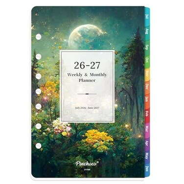Pinchoco 20262027 Planner Refills Planner Refills 20262027 JUL 2026 JUN 2027 512 x 814 A5 Planner Inserts 2627 Planner Weekly and Monthly with 7Hole Punched Colorful Tabs Dreaming Moon