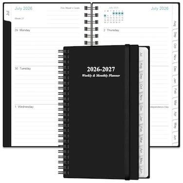 Heveboik 20262027 Pocket PlannerCalendar 20262027 Planner from July 2026 June 2027 Planner 2627 with 12 Tabs TwinWire Binding Inner Pocket 375 x 675 Black