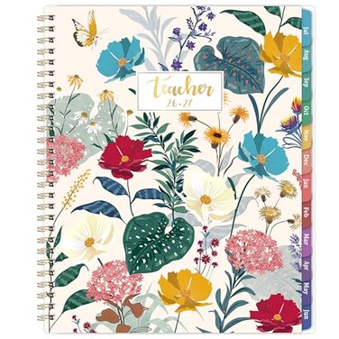 Youthamazing 20262027 Teacher Planner JUL 2026 JUN 2027 Lesson Planner 20262027 85 x 11 Colorful Monthly Tabs Spiral Bound
