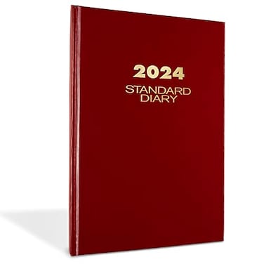 AT-A-GLANCE ATAGLANCE 2024 Daily Diary Standard Planner Journal 12 Month 734 x 12 Large Hardcover Red SD3761324