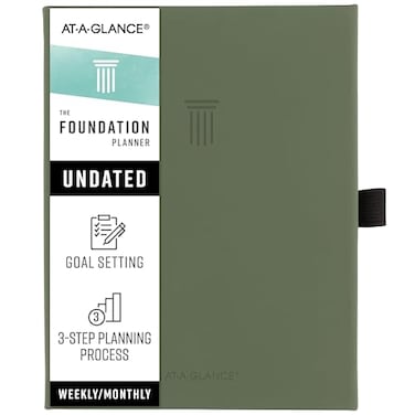 AT-A-GLANCE ATAGLANCE Foundation Planner Undated Inspiration Journal Set Goals Track Progress Create Habits Weekly Monthly Small 534 x 814 Green FD20060