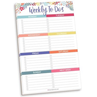 bloom daily planners Undated Weekly TearOff To Do List Planning Pad with Magnets Hanging Notepad Organizer for Fridge 6 x 9 Floral Dots
