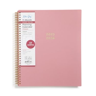 Blue Sky 17 Month Weekly and Monthly Academic Year Planner Calendar August December Flexible Cover Wirebound Laminated Tabs Dusty Rose Dusty Rose 20252026 85 x 11