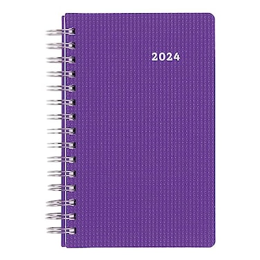 Brownline 2024 DuraFlex DailyMonthly Planner Appointment Book 12 Months January to December TwinWire Binding 8 x 5 Purple CB634VPUR24