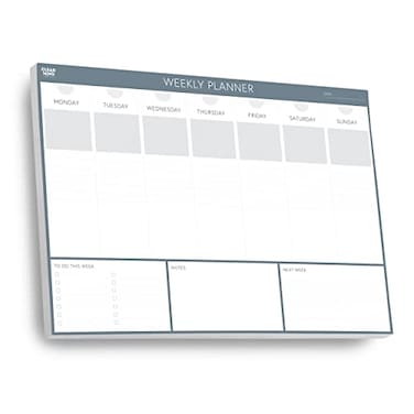 Clear Mind Concepts Weekly Desk Planner 113 x 83 TearOff Pad 52 Undated Sheets 120gsm NoBleed Paper Compact Weekly Organizer for Home School Office