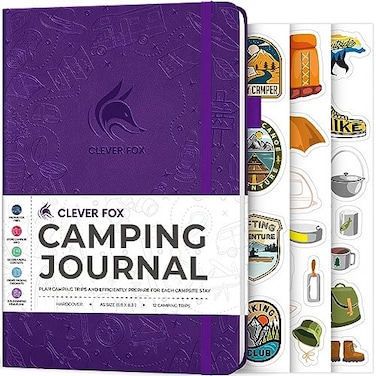 Clever Fox Camping Journal Camper Log Book RV Trip Planner Outdoor Camp Journal Adventure Travel Notebook 12 Trips Total 8 Pages per Trip Hardcover A5 Size Purple