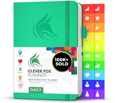 Clever Fox Daily Planner Undated Planning Notebook with Hourly Schedule ToDo List Personal Day Task Work Organizer 6 Months Emerald