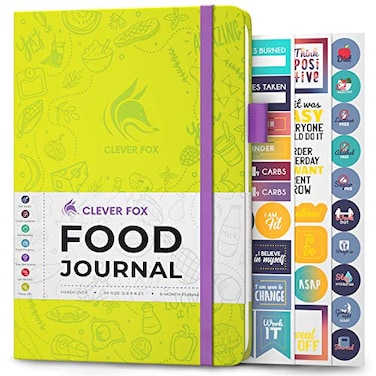 Clever Fox Food Journal Daily Food Diary Meal Planner to Track Calories Nutrients Weight Tracker Notebook A5 Neon Yellow