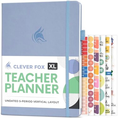 Clever Fox Teacher Planner School Year Planner with Calendars Lesson Plans Book for Classroom Homeschool Organization A4 Periwinkle