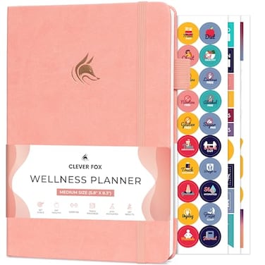 Clever Fox Wellness Planner Weekly Daily Health and Wellness Log Food Journal Meal Planner Diary for Calorie Counting Notebook for Medical Condition Tracking A5Sized Light Pink