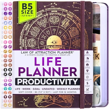 Freedom Mastery Deluxe Weekly and Monthly Planner Law of Attraction Planner with Productivity App 12Month for Productivity Gratitude Goal Setting Includes Foldable Vision Board Gift Box Stickers