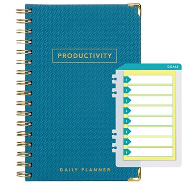 Global Printed Products Planner with Bookmark and Notepad Spiral Notebook for Daily Planning 55 x 85 Teal
